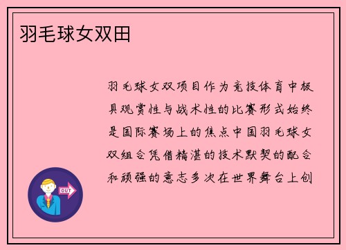 羽毛球女双田